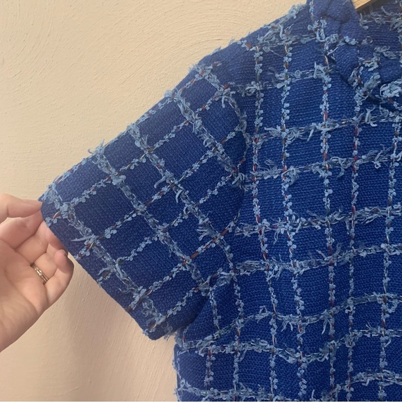 Tuckernuck Sapphire Tweed Jackie Dress Blue Windowpane Tweed Size Large - Picture 8 of 15